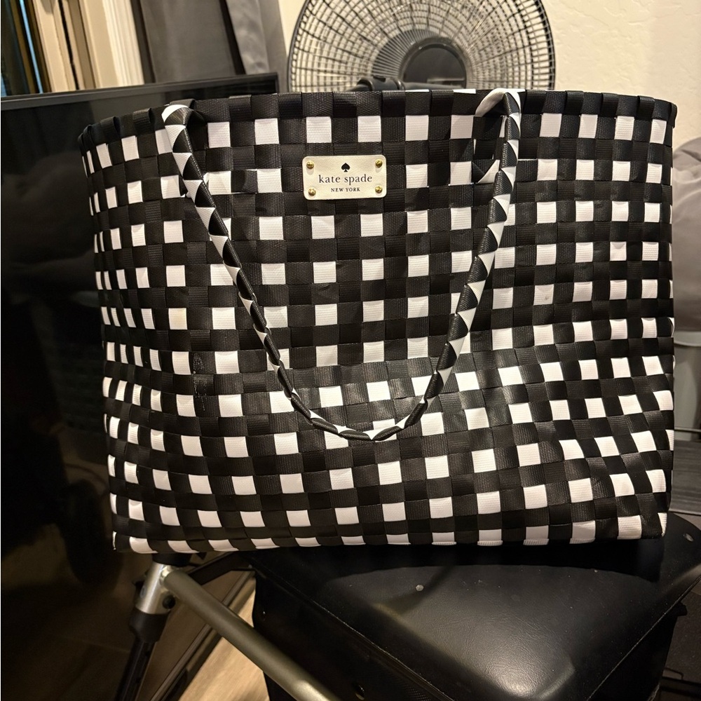 Kate Spade Black and White Woven Tote